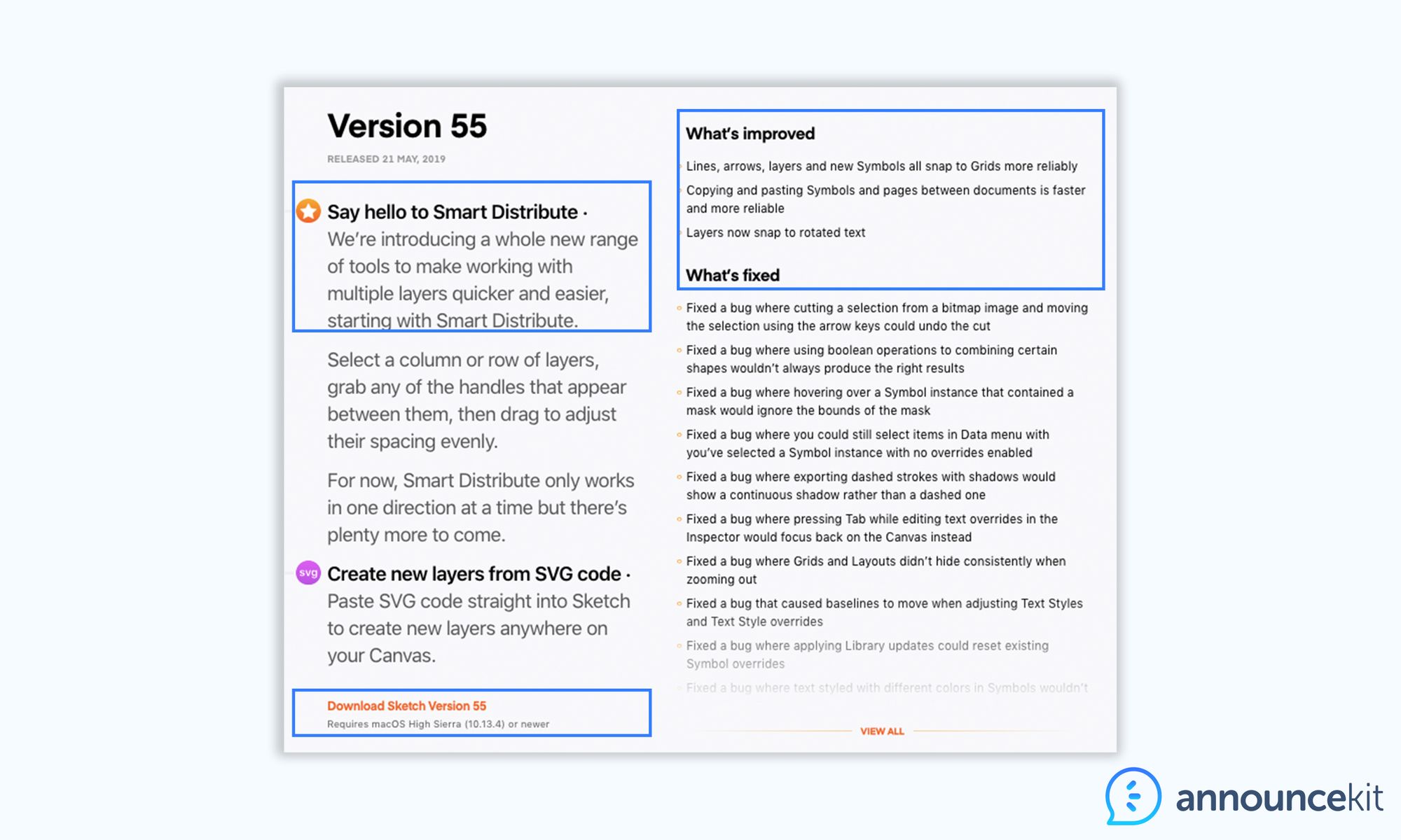 Sketch's Release notes exmaple & release notes template