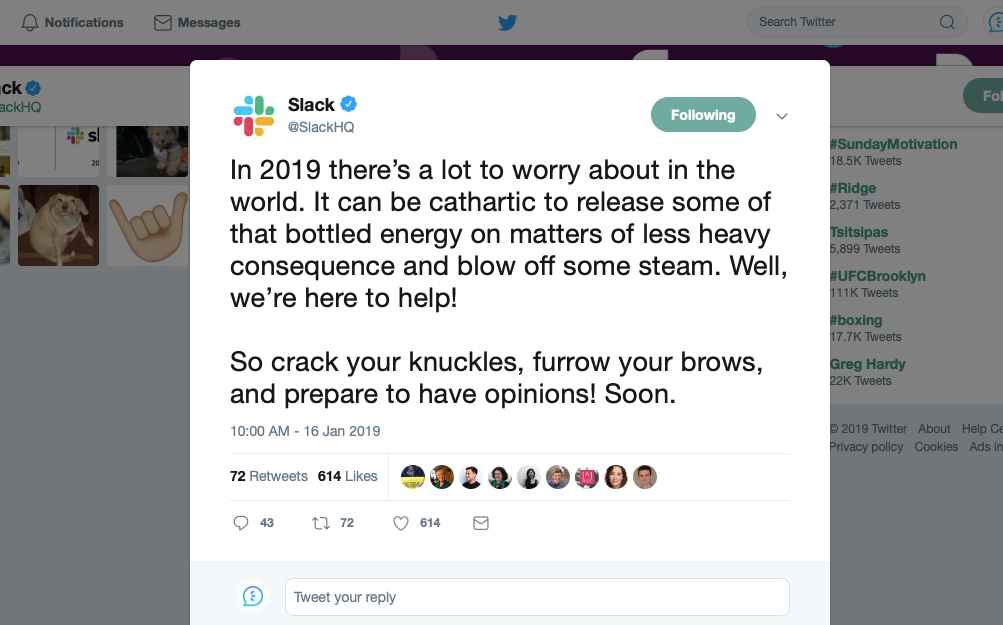 Slack news annoucement