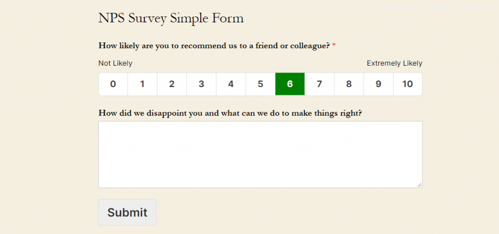 nps simple survey form