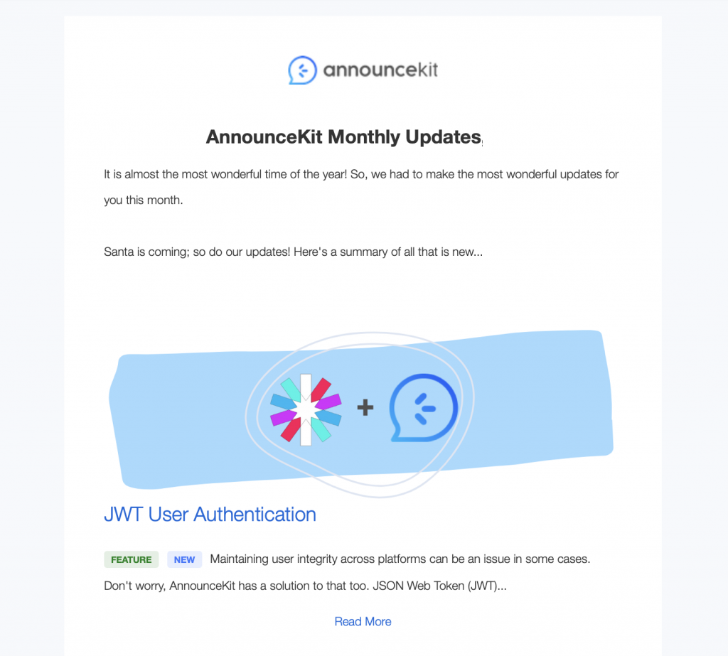 announcekit new feature announcement through Email