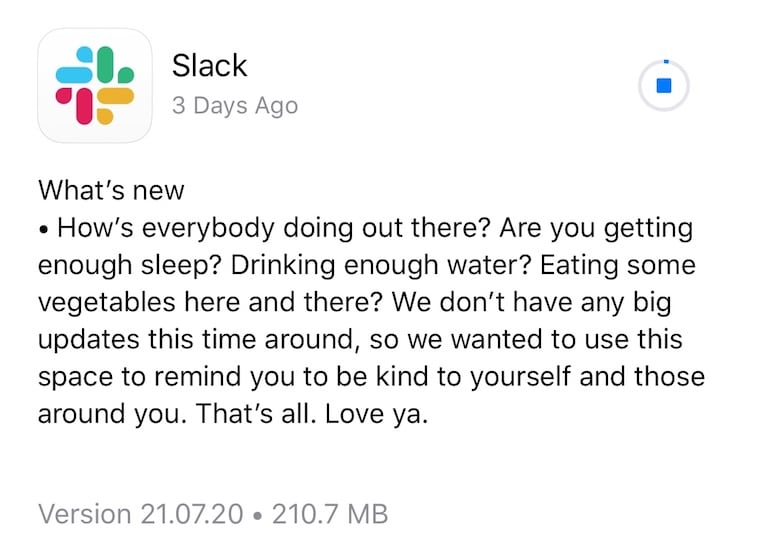 Slack app update