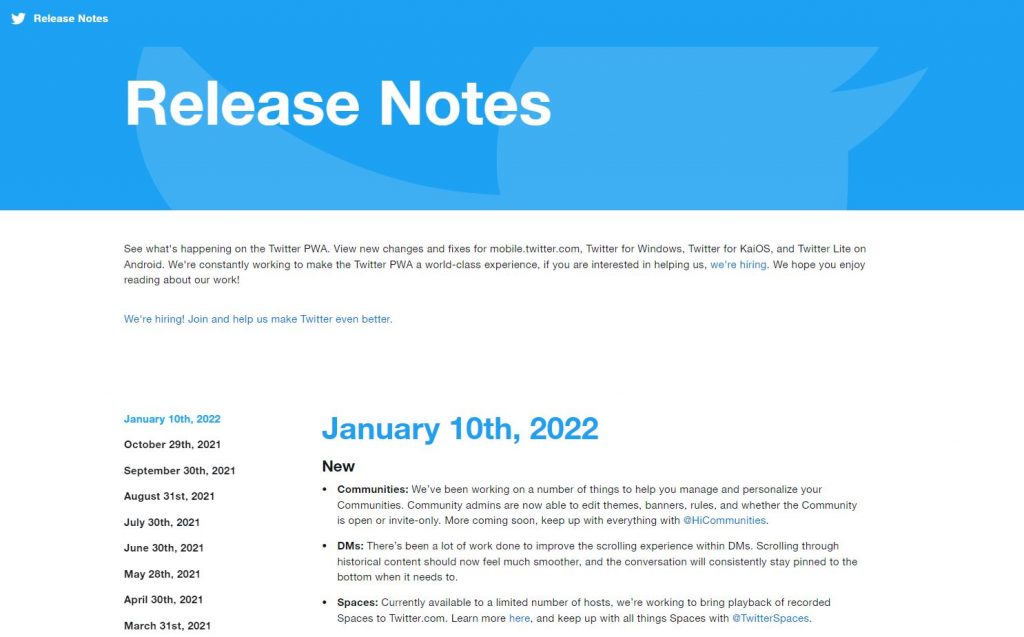 product updates notes